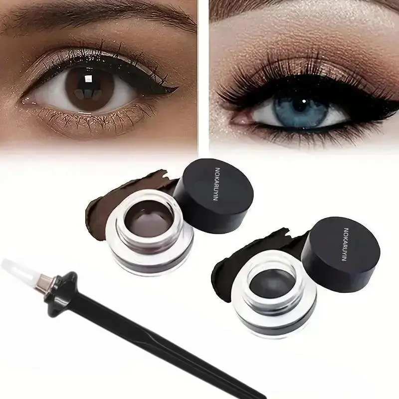Silicone Eyeliner Brush + Gel Eyeliner Pen Set, Professional Makeup Tool, Easy Precision, Flawless Eye Liner, Longwear Eyeliner, Liquid Formulation, 1 Piece