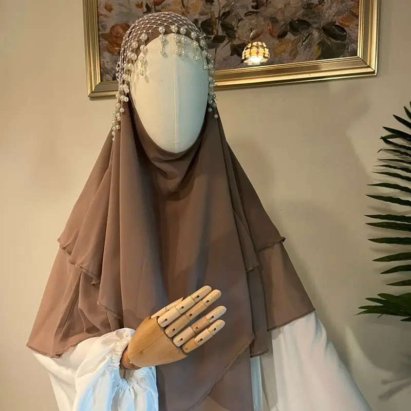 Khaki short light weight khimar