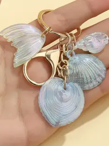 Creative Beach Vacation Keychain, Colorful Shell Conch Fish Tail Pendant, Bag Charm, Girls' Gift, Unique Personality Accessory