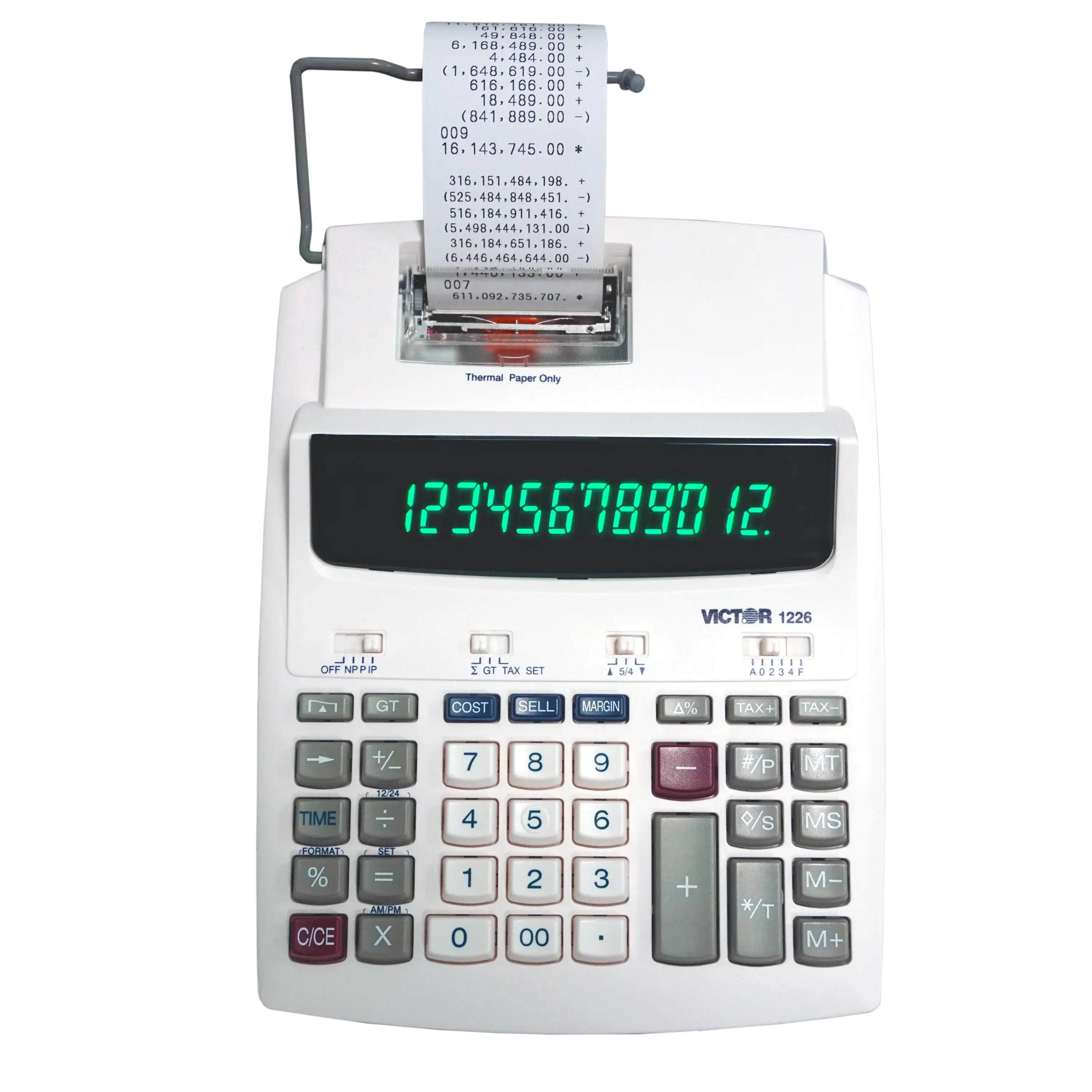 VICTOR® 12-Digit Thermal Printing Calculator - Fast Print, Accurate Calculations, Extra-Large LED Display, Margin Calc, Automatic Large-Print Mode, Cost/Sell/Margin Keys, Eco-Friendly for Small Businesses