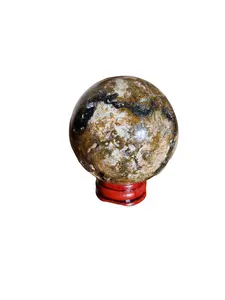 Natural Polished Ocean Jasper Sphere 61mm Diameter 8oz Weight Ideal for Display and Decor
