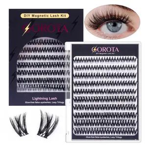 GOROTA Lazy Girl Press-On Lashes, Glue-Free Lightning Lash Kit, Mixed Lengths 10–16 mm, 3-Second Quick Application for Any Occasion Ultra-Thin fairy