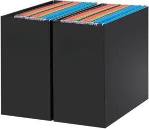 Letter-Size Collapsible Cardboard File Organizer Box – Portable File Folder Holder with Metal Handle