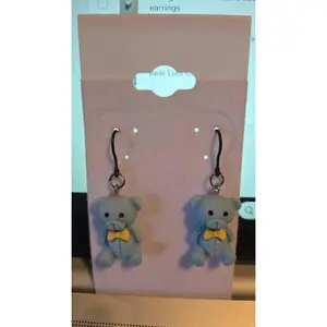Blue teddy bear Plastic dangly earrings