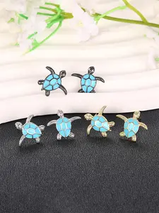 Cute Turtle Design Stud Earrings Set, Brass Earrings, Fashion Jewelry for Party, Daily Decor, Trendy All-match & Exquisite Jewelry for Birthday Gift