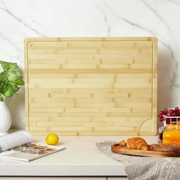Extra Large Bamboo Cutting Board 24"x18", XL Chopping Board for Kitchen with Juice Groove & Handles, Butcher Block Serving Tray for Meat, Cheese, Veggies