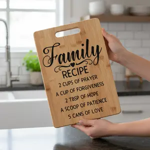 1pcs Funny Wooden Cutting Board, Laser Engraved Bamboo Chopping Block, Kitchen Decor Gift, Christmas Present for Family & Friends, Bamboo Chopping Boards