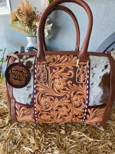 TOOLED COWHIDE DUFFLE