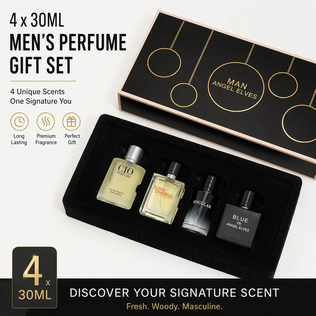 Men's Perfume Gift Set 4x30ml(1.0fl.oz), perfume para hombres, Long Lasting Eau de Toilette, Vanilla Perfumes, Citrus Woody & Ocean Notes, Pheromone Mini Cologne, Lightweight Night Scent for Date, Holiday Gift for Him, Fresh Elegant Fragrance Variety Pack