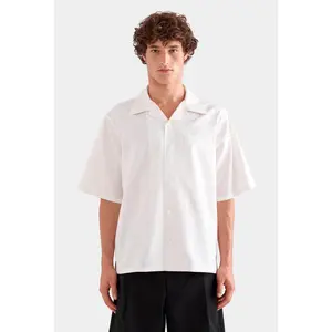 Relaxed Silk Short Sleeve Shirt - Off White