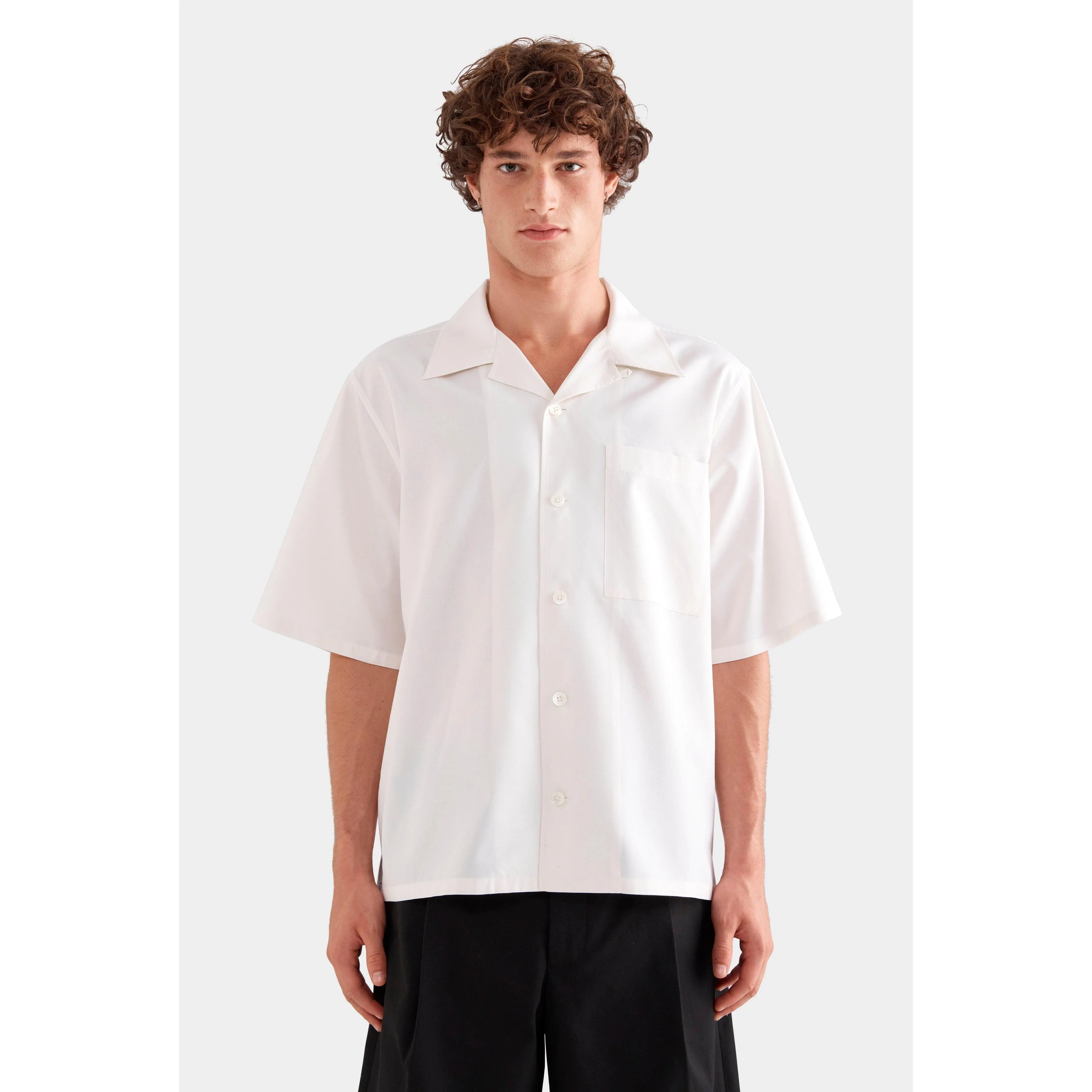 Relaxed Silk Short Sleeve Shirt - Off White