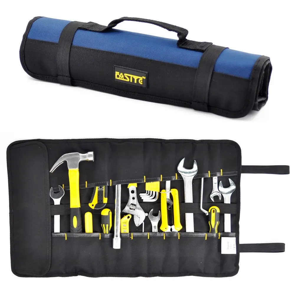 Tool Roll Organizer - 35 Pockets Up Bag Wrench/Pliers Pouch for Craftwork Handyman Electrician Plumber Mechanic  Blue