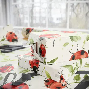 Ladybug Wrapping Paper Roll For Birthday, Garden Party, Spring Gifts And Baby Shower