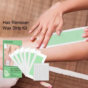 EELHOE Hair Remover Wax Strip Kit - 40 Strips (20 Double-Sided) + 4 Post-Wax Wipes - At-Home Waxing Kit for Face, Legs, Underarms, and Bikini Area - Infused with Beeswax & Jojoba Oil for Smooth Skin up to 30 Days