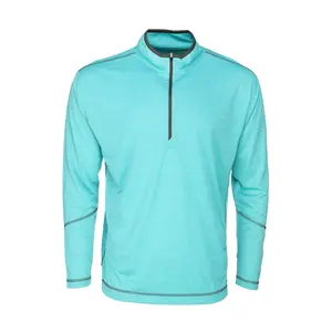 PAGE and TUTTLE Mens Heather Mock Neck Quarter-Zip Casual Outerwear Athletic - Blue