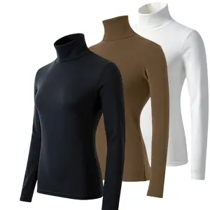 Crewneck & Turtleneck 3 Pack Korean Style Crop Tops - Women's Long Sleeve Slim Fit, Y2K Fashion Basic, Minimalist Layering Shirts for Casual Everyday