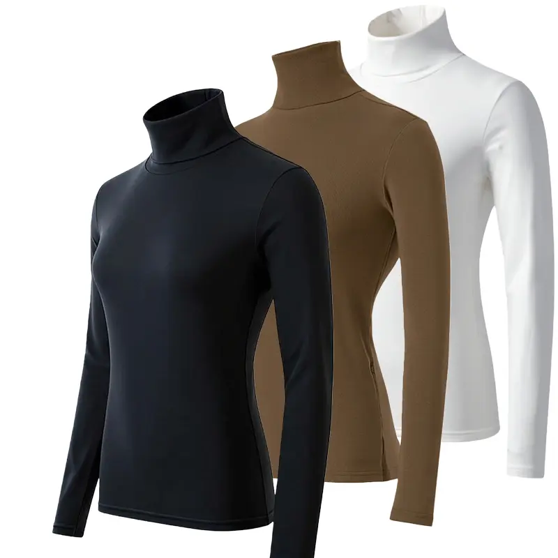 Crewneck & Turtleneck 3 Pack Korean Style Crop Tops - Women's Long Sleeve Slim Fit, Y2K Fashion Basic, Minimalist Layering Shirts for Casual Everyday