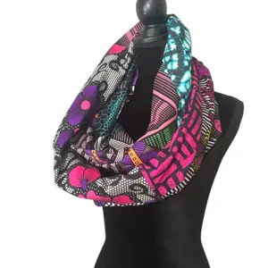 African Print Infinity Scarf & Head Wrap - 83 Inch Length 16 Inch Width - Versatile for Fall Winter - Double Triple Loop - Hand Washable - Vibrant Colors