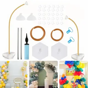7.22FT & 4.92FT Balloon Arch Kit Free Bending Half Balloon Arch Stand with Base Floor Gold Balloon Arch Frame Backdrop for Wedding Birthday Party Baby Shower Yard Lawn Home Christmas Decorations