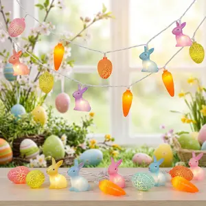 Multicolored  Cracked Egg and Carrot String Lights, 12FT LED Easter Fairy Light with 20 LED  Cracked Egg Carrot Lamps, Easter String Lights for Patio Balcony Bedroom  Easter Decoration