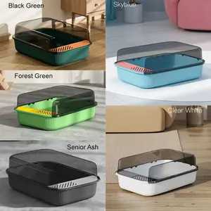 Cat Litter Box with High Sides And Metal Litter Scoop, 19.55x13.55x8.5 Inch Metal Litter Box for Indoor Cats And Kittens, Never Absorbs Odor, Stains