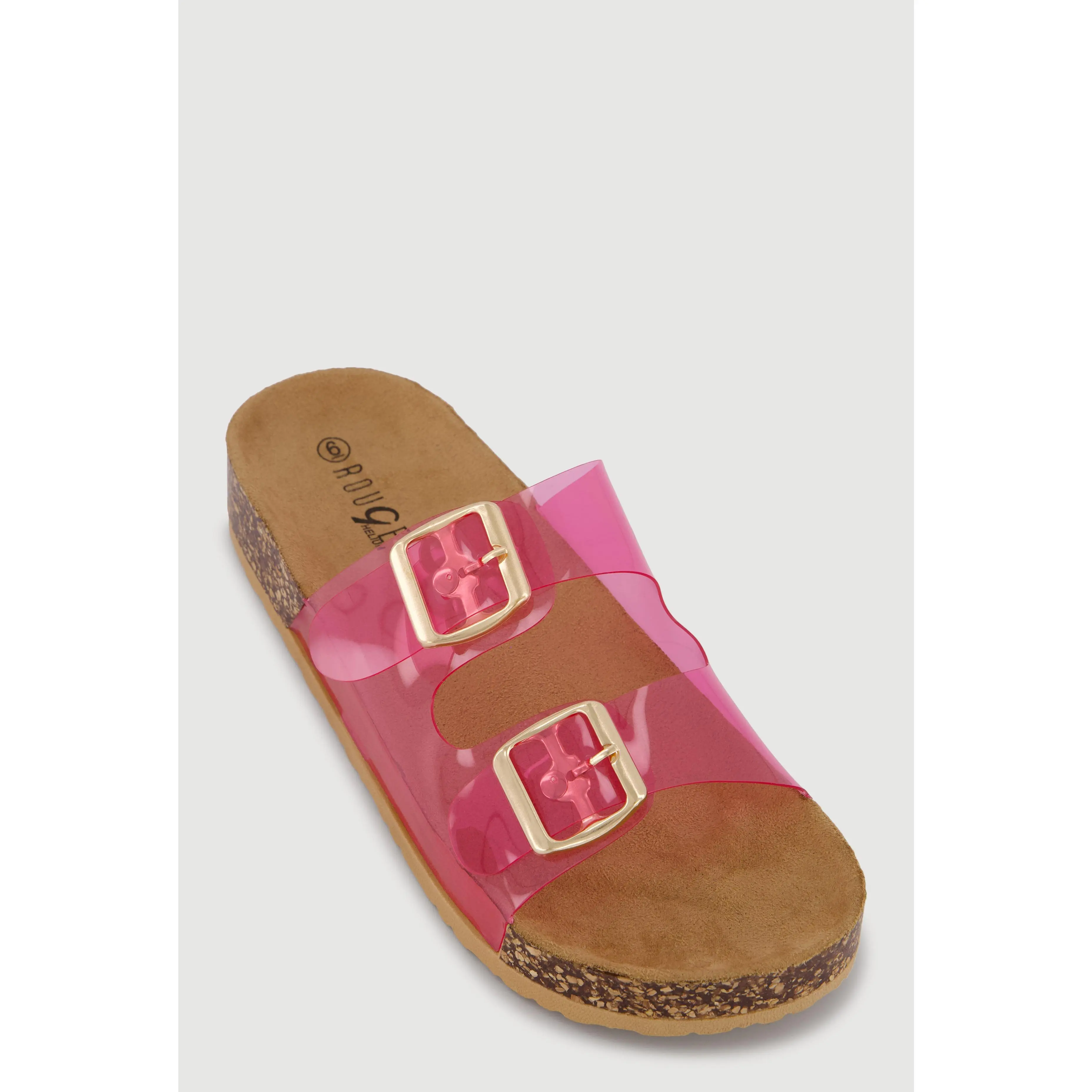 Double Buckle Band Footbed Sandals