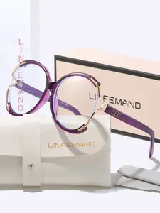 Linfemand Classic Round Frame Decorative Fashion Anti-Blue Light Flat Mirror, Unique Metal Craft Decoration, Daily Party Dancewear Gift