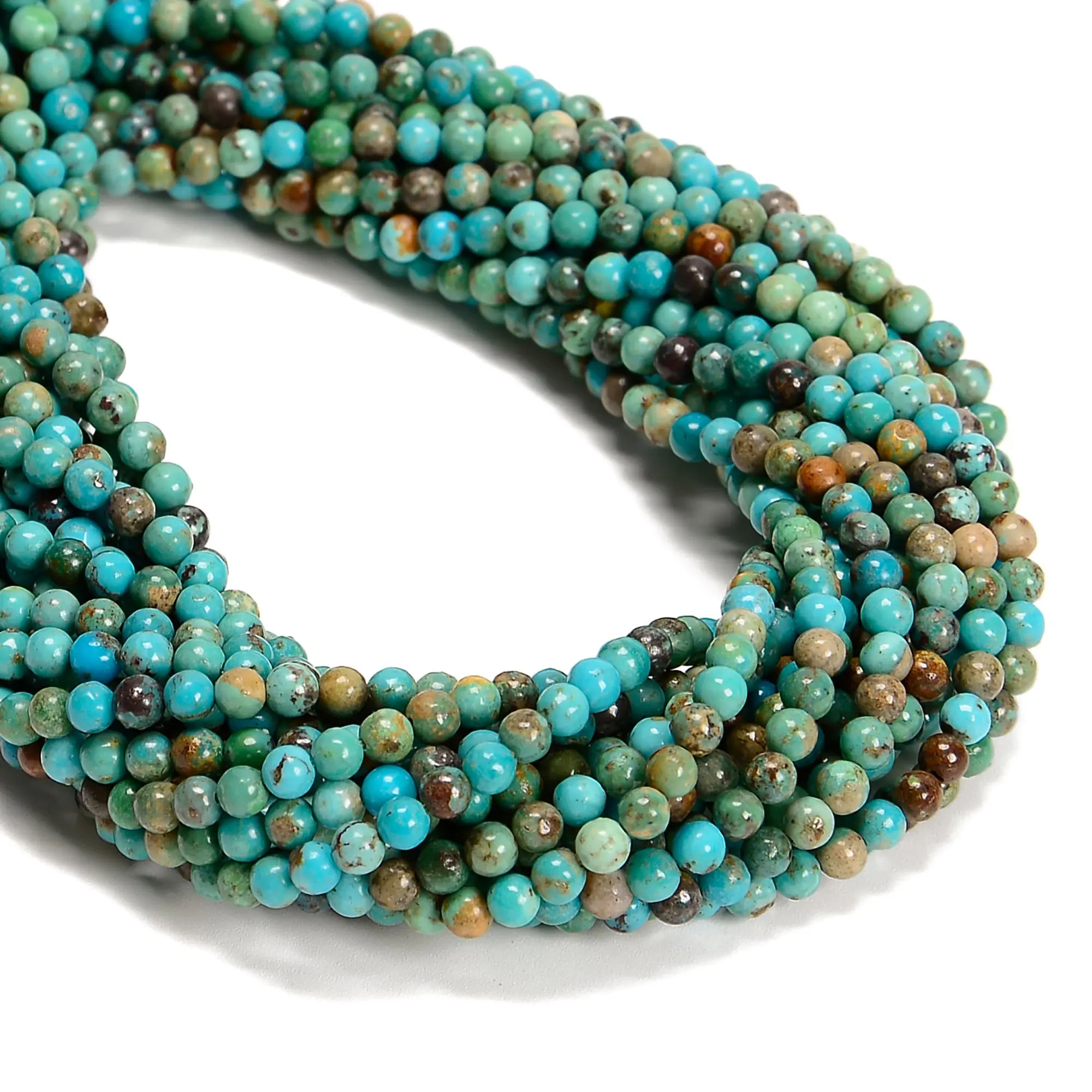Natural Genuine Turquoise Smooth Round Beads Size 4-5mm 15.5'' Strand Gemstone for Jewelry Making Craft