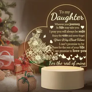 To My Daughter Letter Pattern Night Light, 1 Count USB Plug in Acrylic LED Lamp, Decorative Desk Lamp for Home Bedroom Living Room, Gift for Daughter From Dad, Decorative Lights