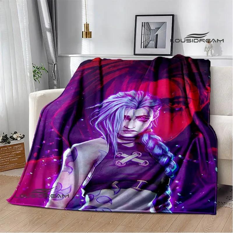 Hot Anime Arcane HD Blanket Cool Jinx Throw Blanket for Home Bedroom Bed Sofa Travel Office Warm Blanket for Winter