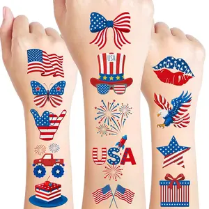 85Pcs Fourth Of July Patriotic Temporary Tattoos - Memorial Day Decorations Party Favors 4th of July Decorations Supplies 4th of July Gift Patriotic Accessories Independence Day Red White Blue USA