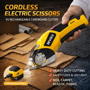 SEEVOLX  Cordless Rechargeable Electric Scissors – LED Light, Safety Lock for Daily Cutting
