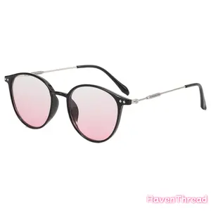 Anti-Blue Light Plain Glasses Ultra-Light Blush Cold Brown Color Korean Anti Radiation Eyeglasses Round Metal Frame