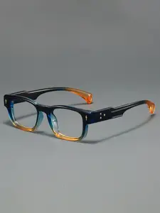 New Unisex Fashion Trendy Square Rivet Flat Mirror Glasses, Classic Retro Japanese Korean Frame, Daily Versatile Photo Decoration Eyeglasses