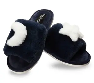 Memoi Women's Star and Moon Plush Slide Slippers
