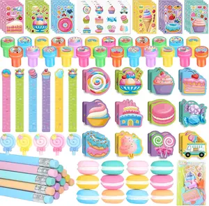 Easter 2026 Gift 96Pcs Candy-land Party Favors Ice Cream Donut Mini Notebook Stampers School Stationery Bulk for Kids Lollipop Sweet Treats Birthday Goodie Bags Pinata Filler Classroom Prizes Supplies