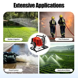 110V 2-Stroke Gasoline Water Pump 1.25KW 35.66gal/min Flow 98.43ft Lift Low Fuel Consumption for Irrigation Drainage Landscaping Home Commercial Use