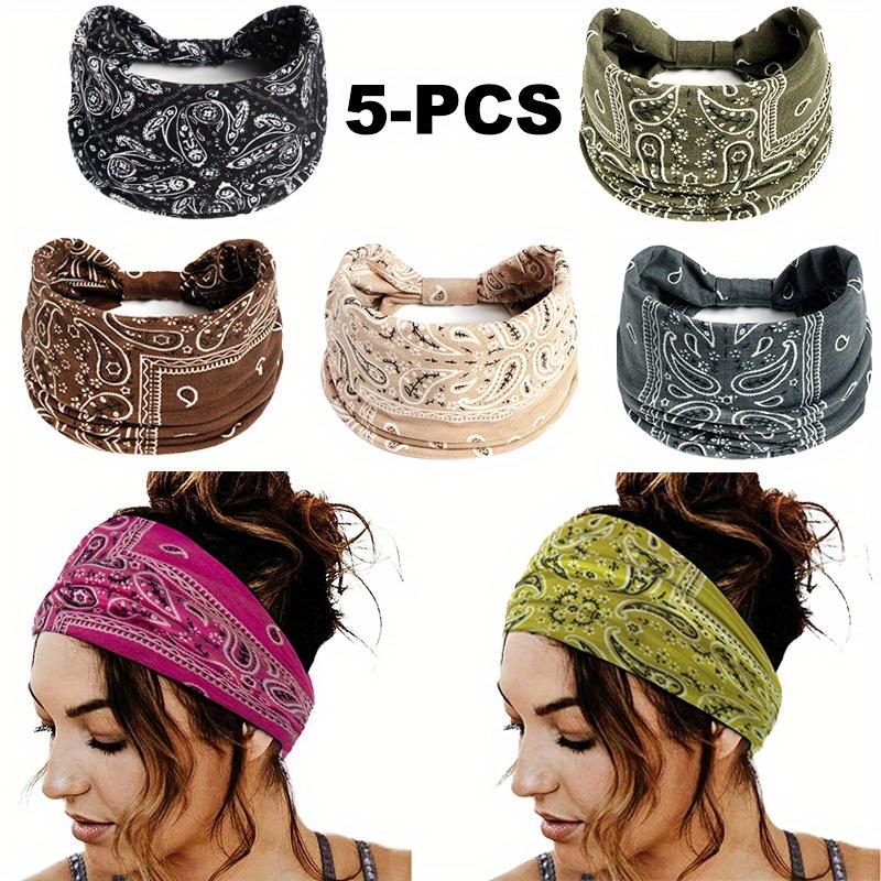 5pcs Bohemian Paisley Headbands for Women - Soft, Stretchy & Breathable Multifunctional Hairbands in 5 Vibrant Colors  - Perfect for Yoga, Running & Outdoor Sports, All-Season Comfort, Exercise Headband | Vibrant Headbands | Stretchy Fabric