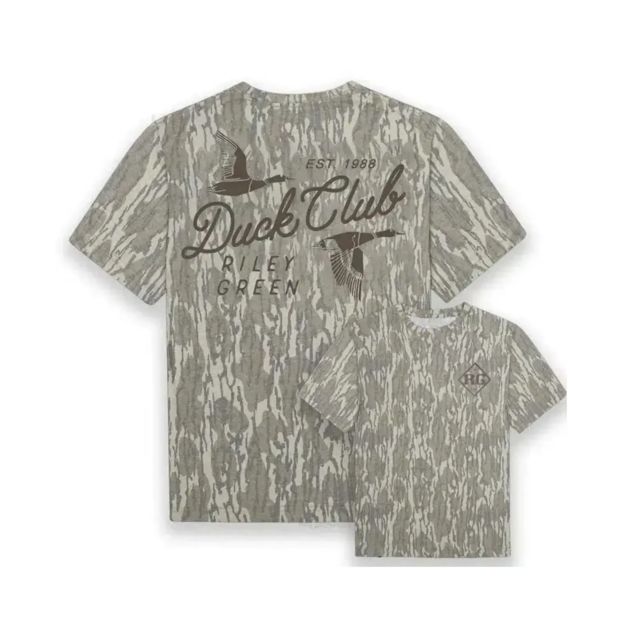 Mossy Oak Camo Riley Green Duck T-Shirt, Hunting Season Graphic Tee, Mallard Shirt, Oversized T-Shirt for Men & Women, Gift for Dad, Gift for Him