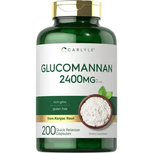 Glucomannan Capsules 2400mg | 200 Count | Soluble Fiber Pills | by Carlyle
