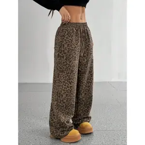 Women'sLeopardPrintWideLegPants,CasualComfyTrousersforDailyWear,LadiesBottomsforAllSeasons,Homewear,Womenswear,Nightwear,Loungewear