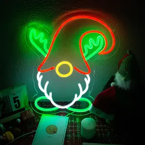 1pc Christmas Gnome Neon Light, Gnome Neon Light, Christmas Elf, Decoration, New Year Decoration, Adjustable Light, Can Be Used, Living Room. Bedroom And Birthday Gift, Can Be Used For Party, New Year Party Decor