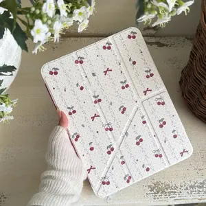 iPad 10/11th Tablet Case Protection, Anti-Drop Protective Foldable Cover with Pen Slot, Compatible with iPad Mini, Pro, Air, Girls' Gift, Floral Design