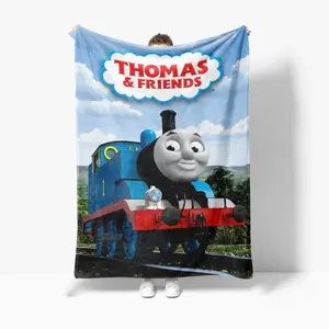 T-Thomas The Train Friends Blanket Cover Flannel Cartoon Railway James Super Soft Throw Blanket Airplane Travel Plush Thin Quilt