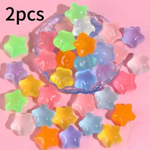 2pcs Random Color Glow-In-The-Dark Stars, Teenage Stress Relief Mochi Soft Plush Toy, Touch Sensory Ball, Fidget Spinner, Party Favor Squeeze Balls