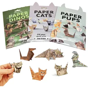 150 pieces of DIY origami, 50 pieces of origami cat+50 pieces of origami dog+50 pieces of origami dinosaur, cute cat origami set, desktop decoration origami cat, creative gifts for adult and children's handmade activities (50 pieces * 3)