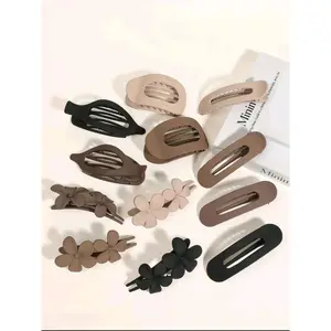 12pcs Duckbill Hair Clips, Flat Claw Clips, Shark Clip Flat Oval Duck Clip Princess Hair Grasp Hairpin, Suitable for Thick Hair, Matte Large Duckbill Clip, Non-Slip Fixation, Multicolor Hair Claws Set, Home Bathroom Organizer, Vanity Tray Essential, Daily