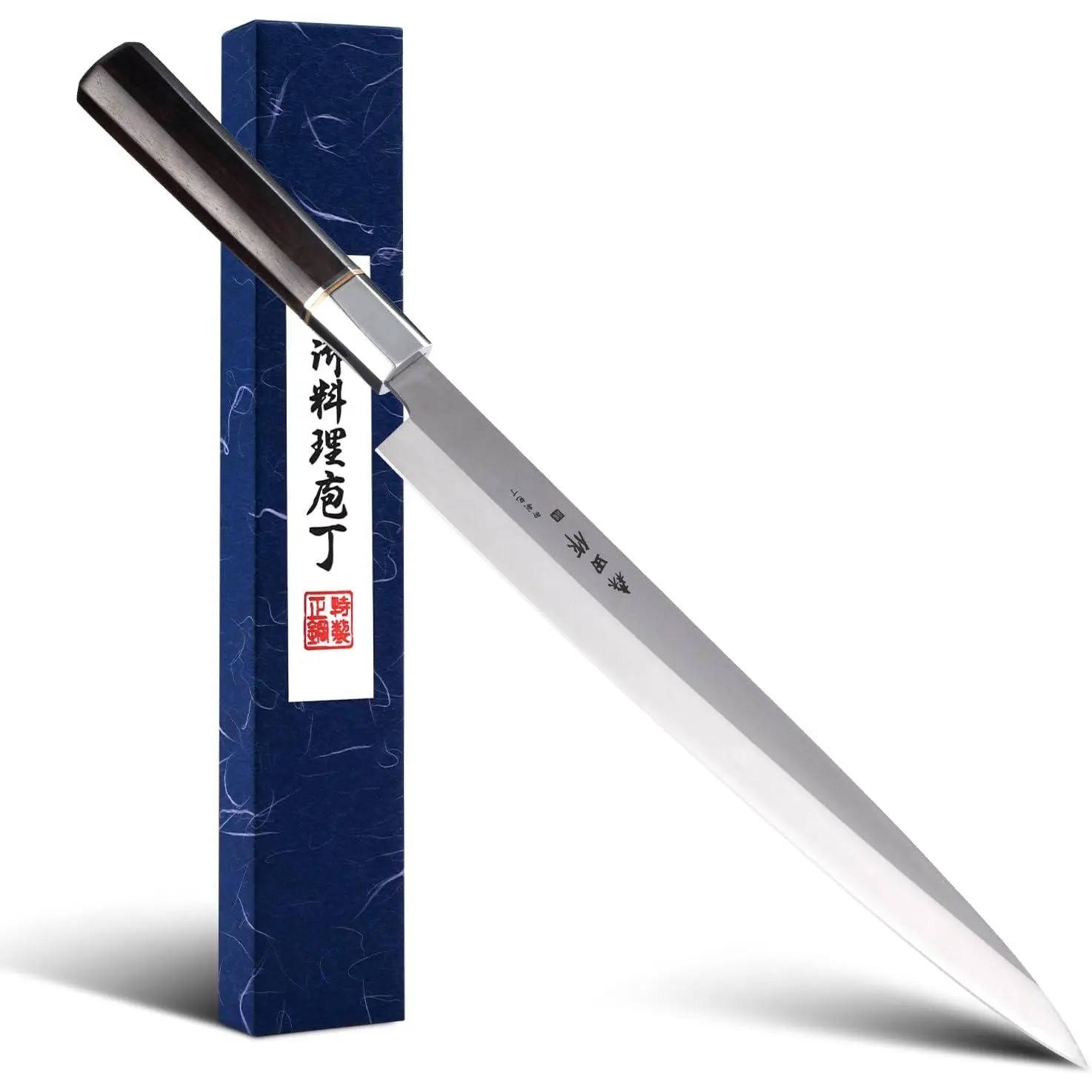 Yanagiba Sushi Knife - 12-Inch (300mm) Japanese Slicer with 7Cr17MoV High Carbon Stainless Steel Blade, Octagonal Ebony Handle for Sashimi Prep, 7Cr17mov Steel Blade, 12 Inches (300 Mm)