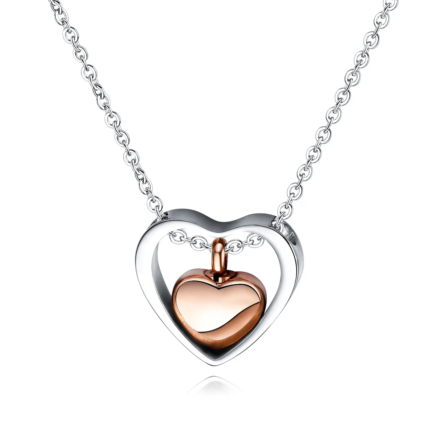 GJ-1516 Necklace for Stainless Steel Necklace Memorial Keepsake Love Heart Pendant for Women and Men