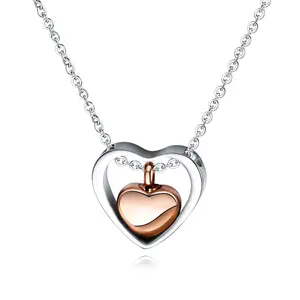 GJ-1516 Necklace for Stainless Steel Necklace Memorial Keepsake Love Heart Pendant for Women and Men